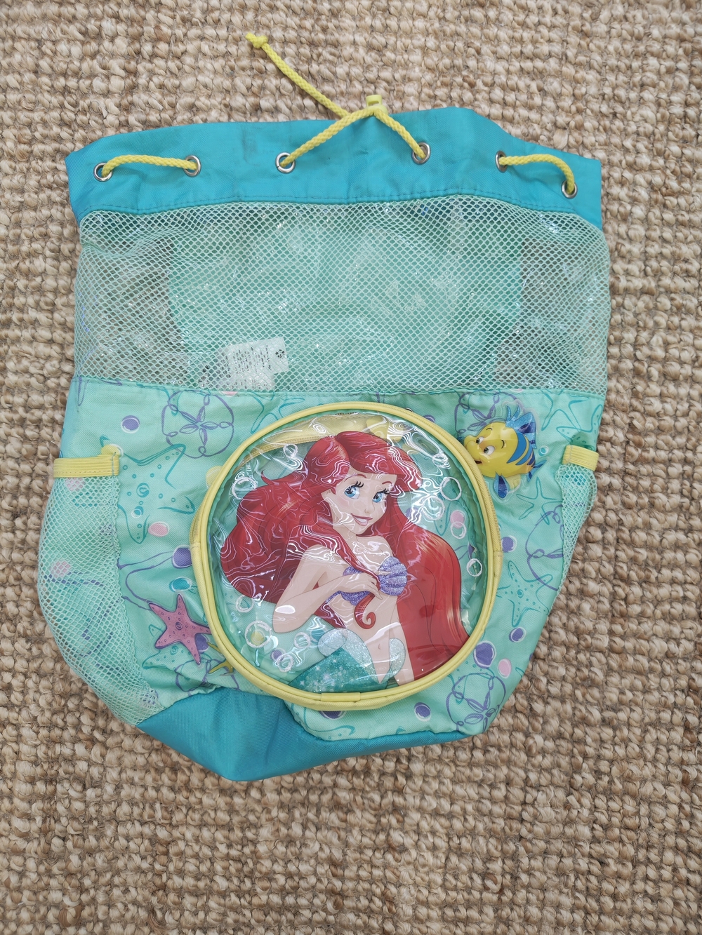 2015 Disney Ariel Kids Mesh Swim Bag - Teal, Yellow, Red
